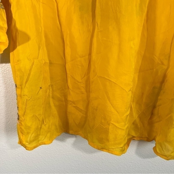 Johnny Was | Gold Embroidered Pintuck Blouse Small - Picture 6 of 8